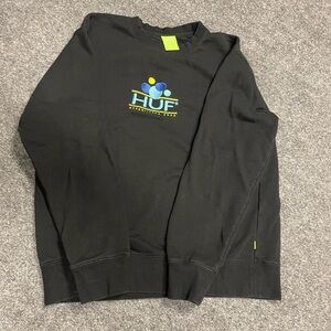 HUF Black Sweatshirt with Blue and Yellow Logo Mens XL